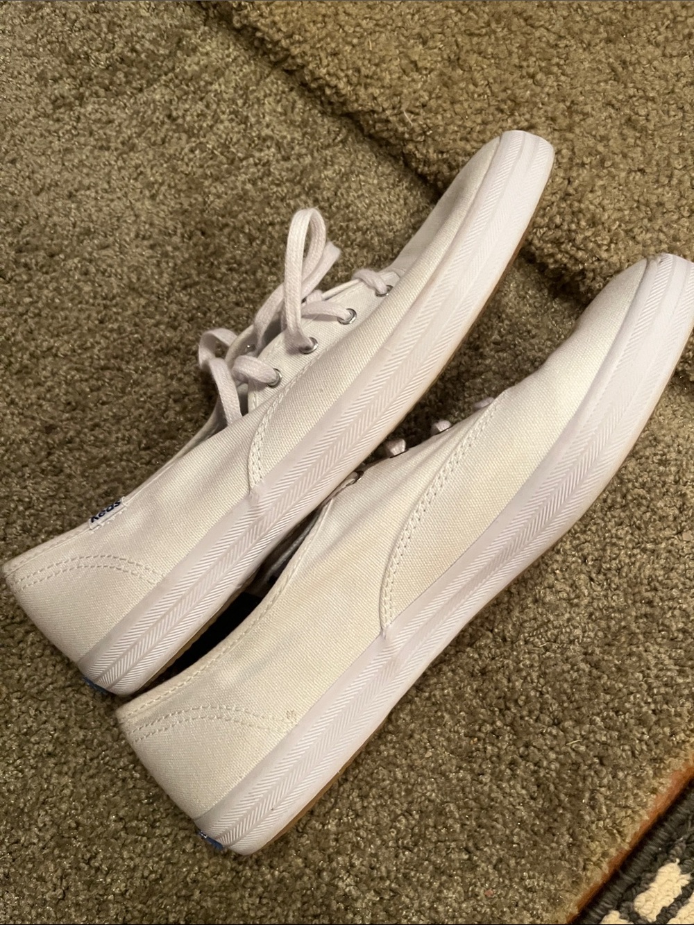Keds White Canvas Low-Profile Lace-Up Sneakers